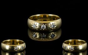 9ct Gold Wedding Band Set with 3 Diamonds Starburst Setting, Fully Hallmarked for 9ct,