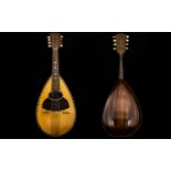 Antique Period Marca Di Fabrica Rosewood and Chequer Bowl-back Mandolin ' Eight Strings ' Label to