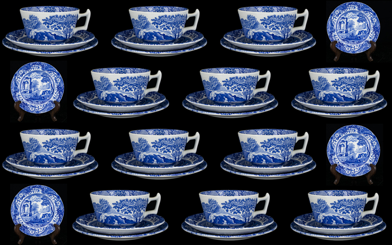 Spode - England Italian Design 1816 Set of 12 Trios - Tea Cup / Saucer / Side Plate ( 36 ) Pieces.