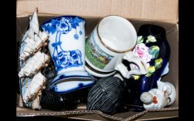 A Mixed Lot Of Collectibles To include Gardeners Prayer mug, Royal Doulton vase, model of ship,