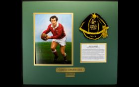 Rugby Interest Gareth Edwards O.B.E Mounted Montage Window mounted and ready to frame.