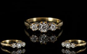 Ladies 9ct Gold 3 Stone Diamond Illusion Set Ring.