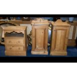 A Pair Of Pine Bedside Cabinets with single cupboard and plinth bases.