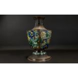 Early 20th Century Bronzed Chinese Sectional Cloisonne Vase Enamelled floral pattern with chased