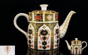 Royal Crown Derby Old Imari Pattern Large Teapot. Pattern No 1128, Date 1977. Border and Cover In