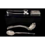 A Small Mixed Lot Of Silver Items Comprising a Chester replica anointing spoon, sugar snips,