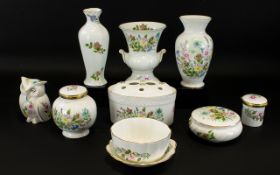 Aynsley Wild Tudor Collection to include urn-shaped vase, bowl, four trinket boxes with lids,