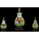 Moorcroft Columbine Pattern Table Lamp Boxed and in good condition, height, 11 inches,