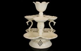 Royal Creamware Bone China Plat de Menage. Attractive cream table centrepiece, height 11" approx.