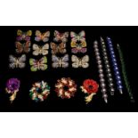 A Good Collection of Sparkly Costume Jewellery, Includes 12 Beautiful Colourful Butterfly Brooches