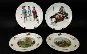 Gorham Fine Bone China Two Norman Rockwell Collectors Plates 1. Winter - 'A Lickin Good Bath', 2.