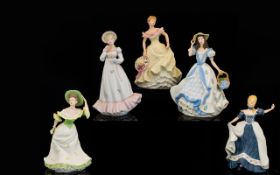 Wedgwood Collection of Hand Painted Porcelain Figures ( 5 ) Five Figures In Total.