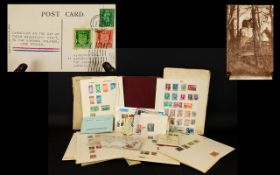 Small Red Simplex Junior Stamp Album with assorted leaves and pockets.