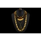 A Mixed Collection Of Gold Tone Costume Jewellery Five items in total to include silver tone