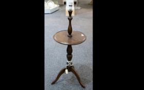 Tripod Table With Integral Lamp Mahogany turned support with round table top and light fitting,