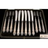 Mappin & Webb Nice Quality Set of ( 12 ) Twelve Fruit Forks and Knifes - All with Silver Handles.