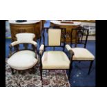 A Collection of Three Occasional Chairs to include ladies tub chair, salon arm chair and salon