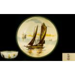 Royal Doulton Series Ware - Impressive and Large Footed Bowl ( Rare In this Size ) ' Sailing Ships