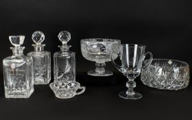 A Collection of Edinburgh Crystal which includes: boxed decanter with stopper, decanter with