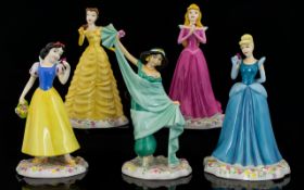 Royal Doulton Collection of Hand Painted Disney Princesses Figurines ( 5 ) Figures In Total.