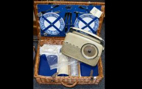 Traditional Picnic Basket By Optima West Sussex England Housed in hinged basket,