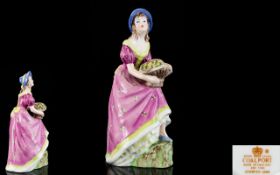 Coalport - Early Hand Painted Porcelain Figurine ' Jennifer Jane ' Artist Signed R.