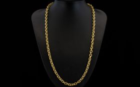 9ct Gold - Heavy and Fancy Double Link Necklace / Chain of Solid Construction.