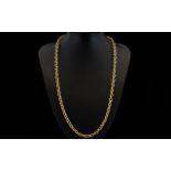 9ct Gold - Heavy and Fancy Double Link Necklace / Chain of Solid Construction.