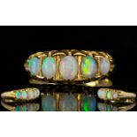 18ct Gold Nice Quality and Attractive 5 Stone Opal Gallery Set Dress Ring,