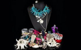 A Good Collection of Mixed Costume Jewellery, Includes Rings, Pendants, Earrings, Necklaces,