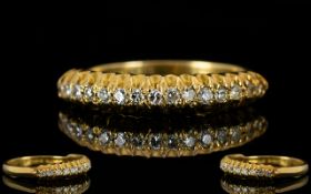 18ct Gold - Nice Quality Diamond Set Half Eternity Ring,
