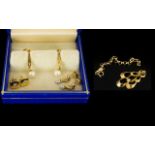 Ladies 9ct Gold Pair of Pearl and Diamond Set Earrings - 3 pairs in total,