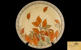 Charlotte Rhead Signed Crown Ducal Large and Impressive Tubelined Wall Charger ' Golden Leaves '