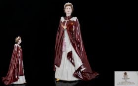 Royal Worcester Hand Painted Porcelain Figurine ' Queen Elizabeth II ' In Celebration of the Queens