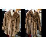 Three Fur Coats comprising 1. Musquash three quarter length jacket with polysatin lining.