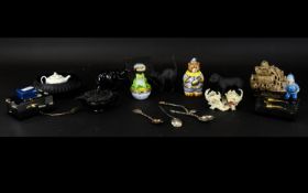 A Collection of Assorted Items to include Cloisonne spoon, soap stone ornament, souvenir spoons,