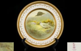 Royal Doulton - Rare Hand Painted and Signed Cabinet Plate ' Ptarmigan ' Birds,