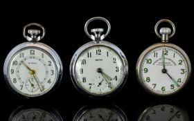 Three Open Faced Pocket Watches All with white dial and Arabic numerals, marked 'Smiths', '