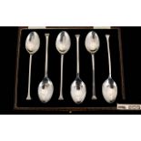 Art Deco Period Set of Six Silver Coffee Spoons In Wonderful Unused Condition.