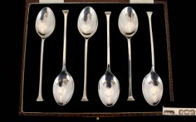 Art Deco Period Set of Six Silver Coffee Spoons In Wonderful Unused Condition.