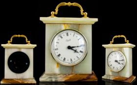 Azizoff of London Mantel Clock Vintage Azizoff of London Onyx Marble Brass Quartz Mantel Clock.