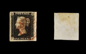 Penny Black Stamp With Four Huge Margins And Crisp Maltese Cross Cancellation.