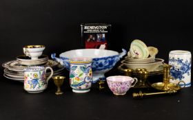 A Collection of Assorted Items to include brass ware, Aynsley cup and saucer,