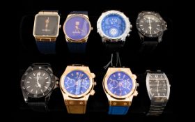 A Nice Collection Of Gents Wrist Watches Eight In Total. All With Stainless Steel Backs.