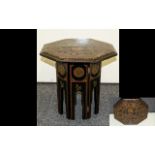 Balinese Small Occasional Table Modern painted table of octagonal form with painted depictions of