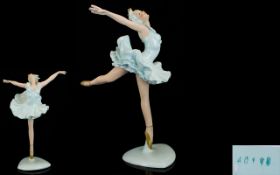 Wallendorf - Germany Hand Painted Fine Porcelain Figurine of a Ballet Dancer. c.1950's.