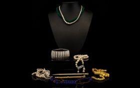 A Mixed Collection Of Vintage Costume Jewellery And Accessories A Varied lot to include silver tone