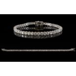 18ct White Gold Diamond Tennis Bracelet, Set With 48 Round Cut Diamonds, Estimated Diamond Weight