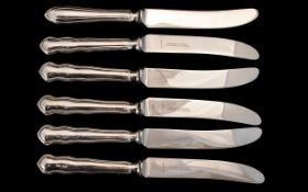 Northern Goldsmith Co Boxed Set of Six Silver Handle Butter Knives.