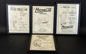 Advertising And Automotive Interest A Collection Of Four Framed Vintage Michelin Adverts Each